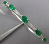 4.08CT DIAMOND & AAA EMERALD 18K WHITE GOLD 3D OVAL & ROUND LOVE BANGLE BRACELET