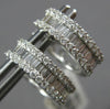ESTATE .44CT DIAMOND 18KT WHITE GOLD 3D ROUND & BAGUETTE HUGGIE HOOP EARRINGS