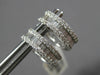 ESTATE .44CT DIAMOND 18KT WHITE GOLD 3D ROUND & BAGUETTE HUGGIE HOOP EARRINGS