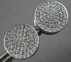 ESTATE LARGE 3.0CT DIAMOND 14KT WHITE GOLD CIRCULAR CLASSIC PAVE STUD EARRINGS