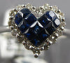.73CT DIAMOND & AAA SAPPHIRE 14KT WHITE GOLD PRINCESS & ROUND HEART SHAPE RING