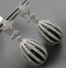 LARGE 17.9CT DIAMOND & AAA BLACK ONYX 14K WHITE GOLD CHANDELIER HANGING EARRINGS