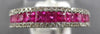 1.34CT DIAMOND & AAA PINK RUBY 14KT WHITE GOLD ROUND & BAGUETTE ANNIVERSARY RING