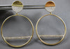 ESTATE LARGE .48CT DIAMOND 14KT YELLOW GOLD 3D CIRCULAR BAR FUN HANGING EARRINGS