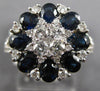3.19CT DIAMOND & AAA SAPPHIRE 18KT WHITE GOLD OVAL & ROUND STAR FLOWER FUN RING