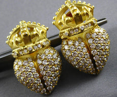 LARGE 5.0CT DIAMOND 18KT WHITE GOLD 3D HEART CROWN CLIP ON HANGING EARRINGS