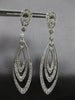 ESTATE EXTRA LARGE 2.0CT DIAMOND 14KT WHITE GOLD LEAF TEAR DROP HANGING EARRINGS