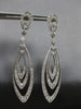 ESTATE EXTRA LARGE 2.0CT DIAMOND 14KT WHITE GOLD LEAF TEAR DROP HANGING EARRINGS