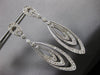 ESTATE EXTRA LARGE 2.0CT DIAMOND 14KT WHITE GOLD LEAF TEAR DROP HANGING EARRINGS