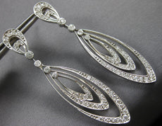 ESTATE EXTRA LARGE 2.0CT DIAMOND 14KT WHITE GOLD LEAF TEAR DROP HANGING EARRINGS