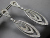 ESTATE EXTRA LARGE 2.0CT DIAMOND 14KT WHITE GOLD LEAF TEAR DROP HANGING EARRINGS
