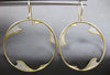 LARGE .48CT DIAMOND 14KT YELLOW GOLD 3D CIRCULAR WAVE LEVERBACK HANGING EARRINGS