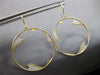 LARGE .48CT DIAMOND 14KT YELLOW GOLD 3D CIRCULAR WAVE LEVERBACK HANGING EARRINGS