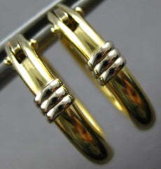 ESTATE 14KT WHITE AND YELLOW GOLD 3D OVAL CLASSIC HANGING EARRINGS #27003