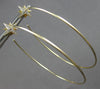 EXTRA LARGE .10CT DIAMOND 14KT YELLOW GOLD 3D STAR FUN HOOP HANGING EARRINGS