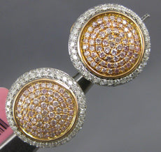 ESTATE LARGE 1.35CT WHITE & PINK DIAMOND 18KT ROSE GOLD CLUSTER CLIP ON EARRINGS