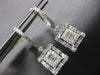 LARGE 1.57CT DIAMOND 18KT WHITE GOLD 3D ROUND & BAGUETTE HUGGIE HANGING EARRINGS