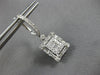 LARGE 1.57CT DIAMOND 18KT WHITE GOLD 3D ROUND & BAGUETTE HUGGIE HANGING EARRINGS
