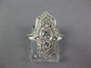 WIDE .32CT DIAMOND 18KT WHITE GOLD 3D 3 STONE FILIGREE MILGRAIN ANNIVERSARY RING