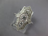 WIDE .32CT DIAMOND 18KT WHITE GOLD 3D 3 STONE FILIGREE MILGRAIN ANNIVERSARY RING