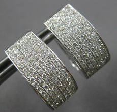 LARGE 1.96CT DIAMOND 18KT WHITE GOLD MULTI ROW PAVE OVAL HUGGIE HANGING EARRINGS