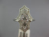 WIDE .32CT DIAMOND 18KT WHITE GOLD 3D 3 STONE FILIGREE MILGRAIN ANNIVERSARY RING