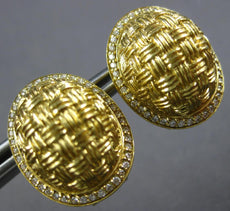 ESTATE LARGE .44CT DIAMOND 18KT YELLOW GOLD 3D DOME SHAPE WOVEN CLIP ON EARRINGS