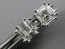 ESTATE .49CT DIAMOND 18KT WHITE GOLD 3D BAGUETTE OCTAGON INVISIBLE STUD EARRINGS