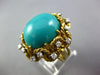 ANTIQUE EXTRA LARGE 15.90CT DIAMOND & AAA TURQUOISE 18KT YELLOW GOLD OVAL RING