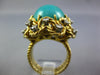 ANTIQUE EXTRA LARGE 15.90CT DIAMOND & AAA TURQUOISE 18KT YELLOW GOLD OVAL RING