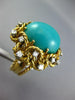 ANTIQUE EXTRA LARGE 15.90CT DIAMOND & AAA TURQUOISE 18KT YELLOW GOLD OVAL RING