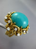 ANTIQUE EXTRA LARGE 15.90CT DIAMOND & AAA TURQUOISE 18KT YELLOW GOLD OVAL RING