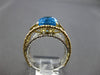 LARGE 3.06CT DIAMOND & AAA BLUE TOPAZ 14KT 2 TONE GOLD CUSHION & ROUND FUN RING