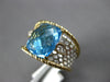 LARGE 3.06CT DIAMOND & AAA BLUE TOPAZ 14KT 2 TONE GOLD CUSHION & ROUND FUN RING