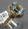 2.62CT DIAMOND & AAA AQUAMARINE 14KT ROSE GOLD OVAL & ROUND HALO ENGAGEMENT RING