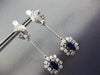 ANTIQUE 2.54CT DIAMOND & AAA SAPPHIRE 18KT WHITE GOLD 3D FLOWER HANGING EARRINGS