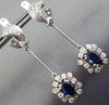 ANTIQUE 2.54CT DIAMOND & AAA SAPPHIRE 18KT WHITE GOLD 3D FLOWER HANGING EARRINGS