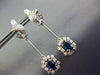 ANTIQUE 2.54CT DIAMOND & AAA SAPPHIRE 18KT WHITE GOLD 3D FLOWER HANGING EARRINGS