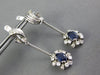 ANTIQUE 2.54CT DIAMOND & AAA SAPPHIRE 18KT WHITE GOLD 3D FLOWER HANGING EARRINGS