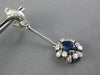 ANTIQUE 2.54CT DIAMOND & AAA SAPPHIRE 18KT WHITE GOLD 3D FLOWER HANGING EARRINGS