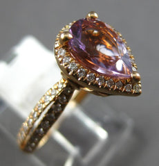 1.66CT DIAMOND & AAA AMETHYST 14KT ROSE GOLD 3D PEAR SHAPE HALO ENGAGEMENT RING