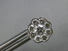 ESTATE LARGE 1.42CT DIAMOND 18KT WHITE GOLD CLUSTER BEZEL FLOWER STUD EARRINGS
