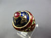 ANTIQUE 1.16CT ROSE CUT DIAMOND & AAA RUBY & ENAMEL 22KT YELLOW GOLD FLOWER RING