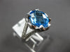 LARGE 1.78CT DIAMOND & AAA BLUE TOPAZ 14K WHITE GOLD OVAL HAMMERED LOOK FUN RING