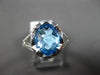 LARGE 1.78CT DIAMOND & AAA BLUE TOPAZ 14K WHITE GOLD OVAL HAMMERED LOOK FUN RING
