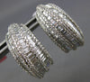 LARGE 2.94CT DIAMOND 18K WHITE GOLD ROUND & BAGUETTE SEMI HOOP HANGING EARRINGS