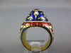 ANTIQUE 1.16CT ROSE CUT DIAMOND & AAA RUBY & ENAMEL 22KT YELLOW GOLD FLOWER RING