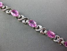 5.24CT DIAMOND & AAA PINK SAPPHIRE 18K WHITE GOLD OVAL & ROUND TENNIS X BRACELET