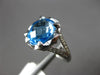 LARGE 1.78CT DIAMOND & AAA BLUE TOPAZ 14K WHITE GOLD OVAL HAMMERED LOOK FUN RING