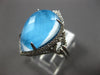 LARGE 4.28CT DIAMOND & AAA BLUE SHELL TOPAZ 14KT WHITE GOLD PEAR SHAPE FUN RING